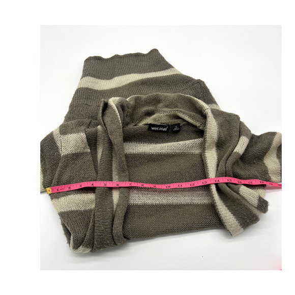 Wet Seal Tan Cream Striped Long Cardigan Sweater - Picture 4 of 7